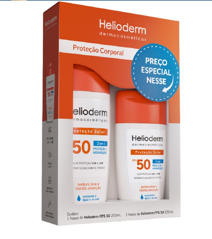 Kit Helioderm Suncare Protetor Solar Corporal Fps 50 Com 200Ml + 120Ml