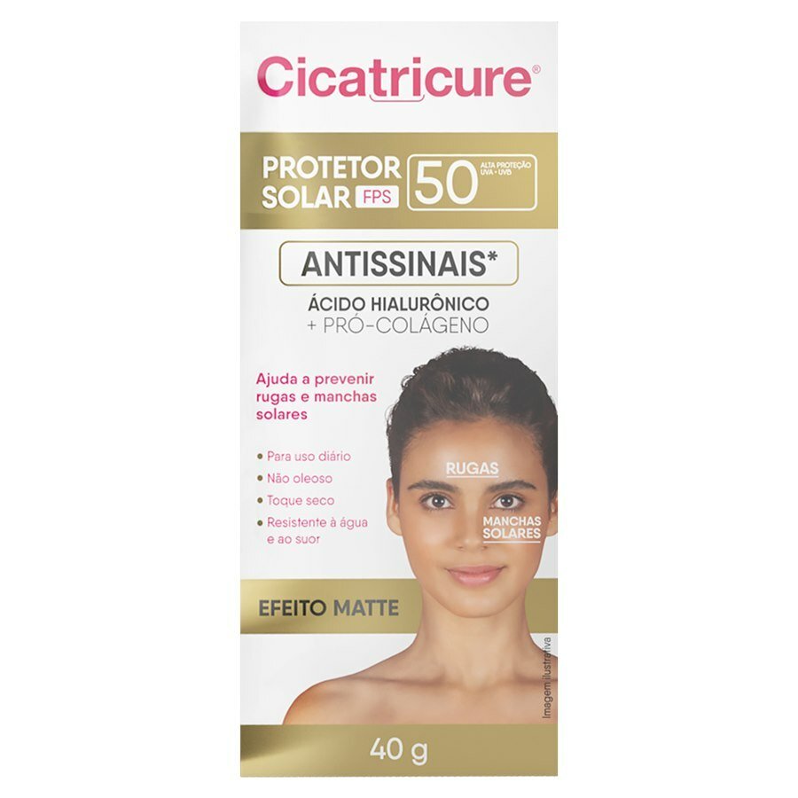 Protetor Solar Facial Cicatricure Fps 50 Efeito Matte Antissinais 40g