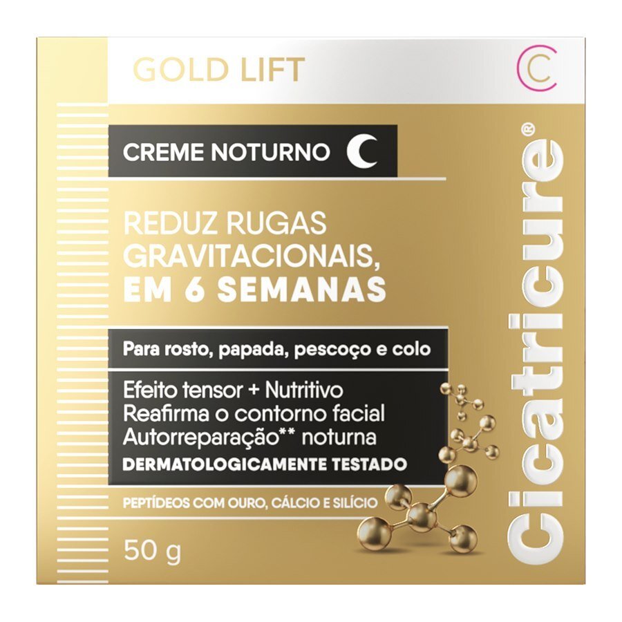 large-637865987385207070-816772.jpg Creme Noturno Gold Lift Cicatricure Reduz Rugas Com Peptídeos Com Ouro Cálcio E Silício 50g - Imagem 1