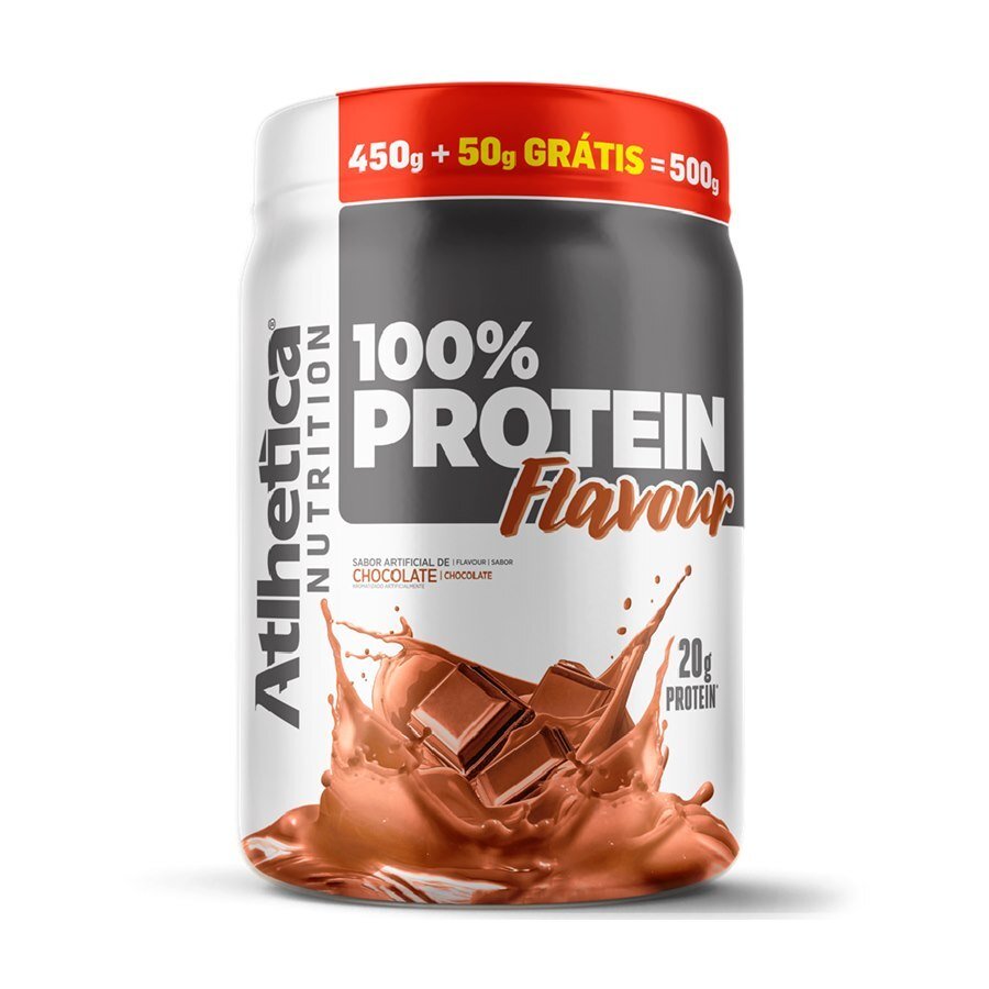 100% Protein Flavour Sabor Chocolate Atlhetica 450g + 50g Grátis