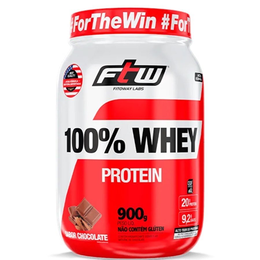 100% Whey Protein Sabor Chocolate Fitoway Pote 900g
