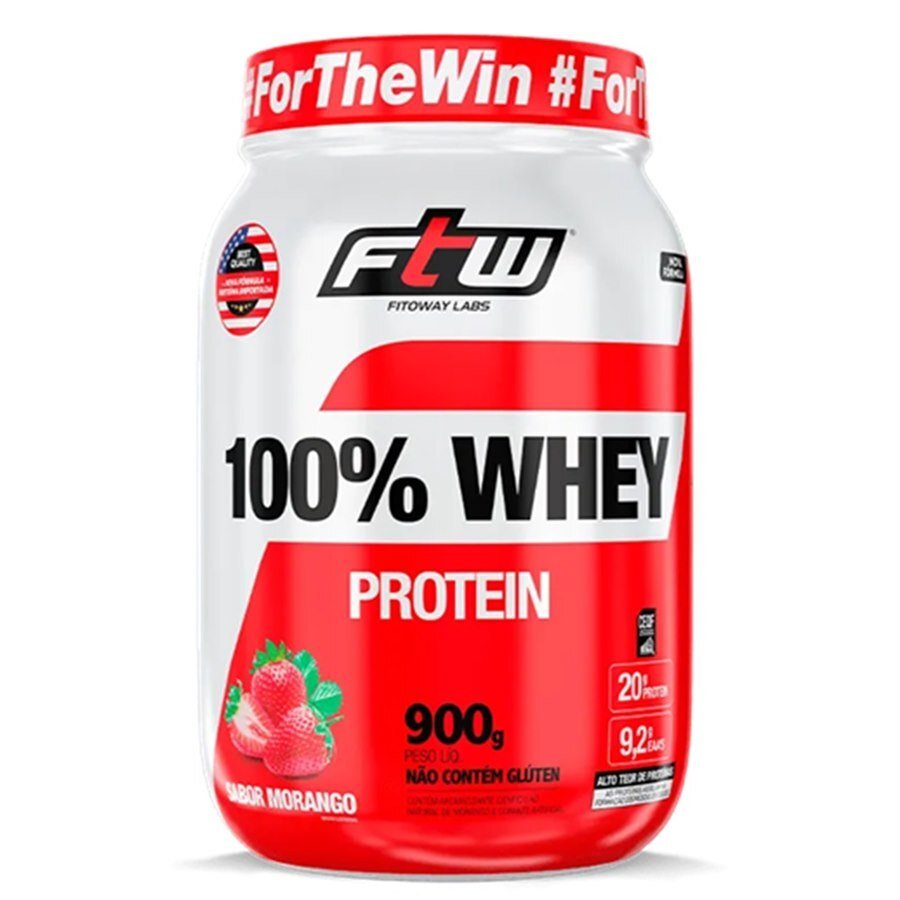 100% Whey Protein Sabor Morango Fitoway Pote 900g