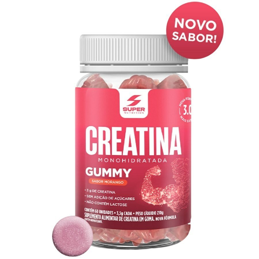 Gummy Creatina Sabor Morango 60 Gomas