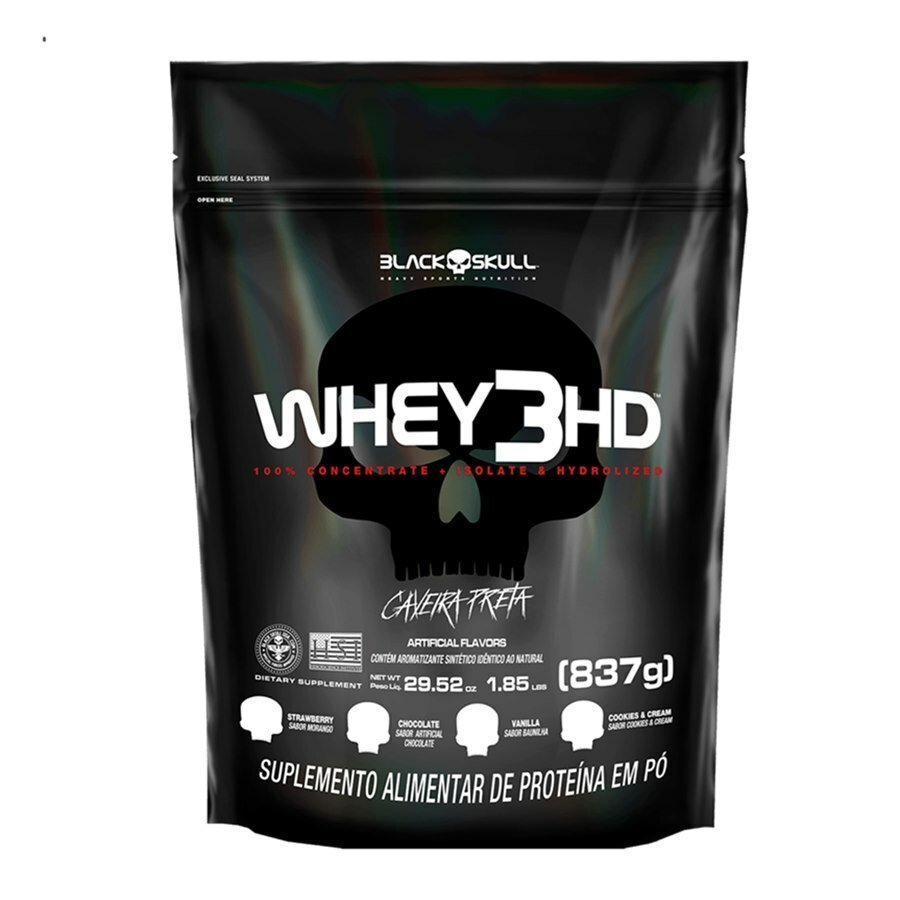 Whey Protein Black Skull 3hd Sabor Baunilha Refil 837g