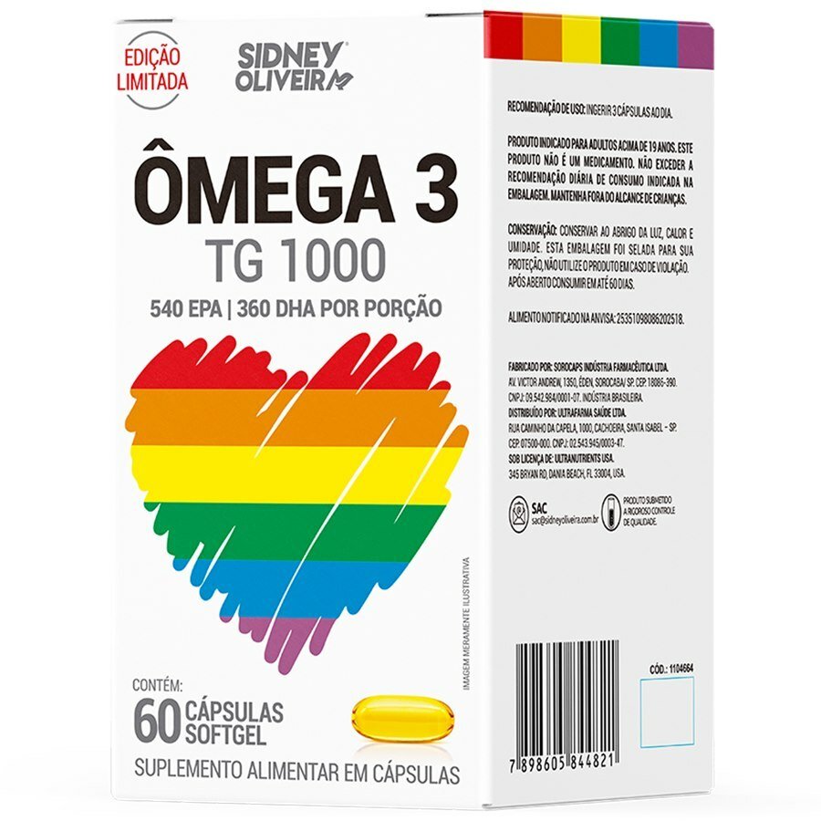 Ômega 3 1000mg 540 Epa / 360 Dha 60 Cápsulas Sidney Oliveira Edição Limitada