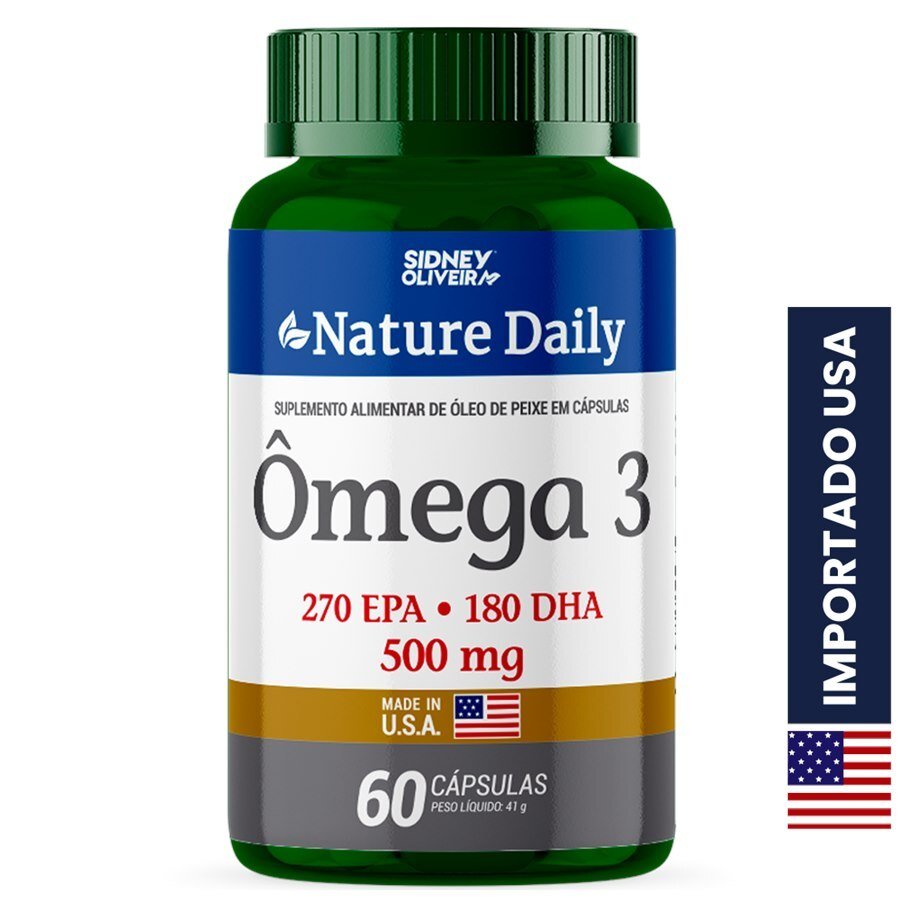 Ômega 3 500 Mg Made In U.S.A Nature Daily 60 Cápsulas Sidney Oliveira