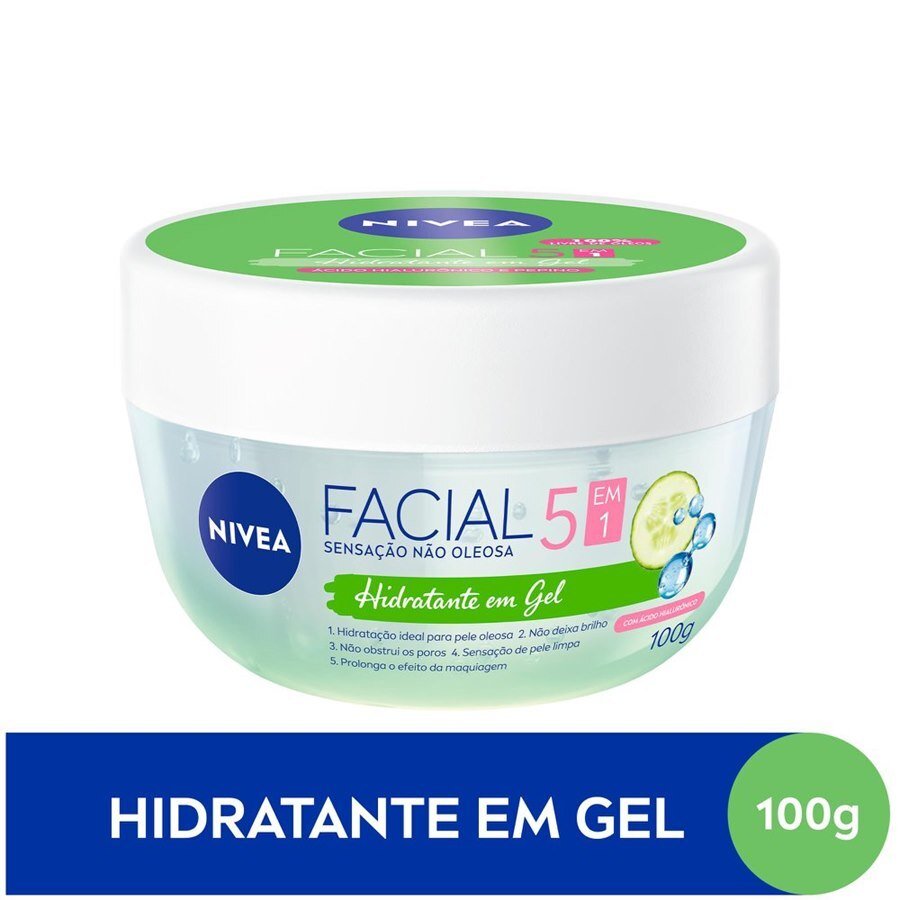 Hidratante Em Gel Facial Nivea 5 Em 1 Ácido Hialurônico E Pepino 100g