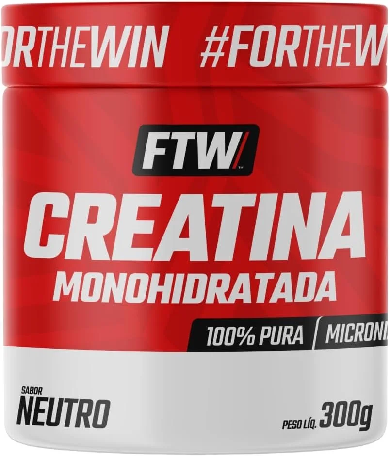 FTW Creatina Monohidratada 100% Pura – Explosão de Energia, Força e Resistência – Absorção Rápida para Ganho de Massa e Performance – Pote 300g